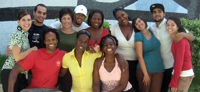 Medical students from the US, now studying social medicine, universal primary health care systems and basic causes of disease and health, in the Latin American Medical School in Havana, Cuba.