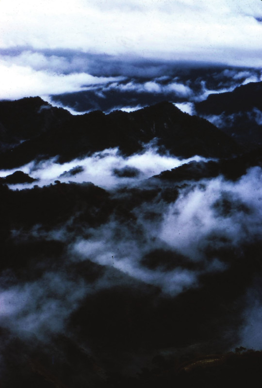 The Sierra Madre mountains covered in misty clouds.