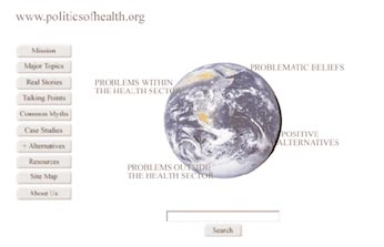 Representación artística de la portada del sitio web de la Red de Conocimientos de Política de Salud.