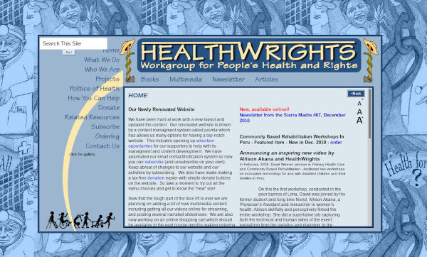 HealthWrights website circa 2011