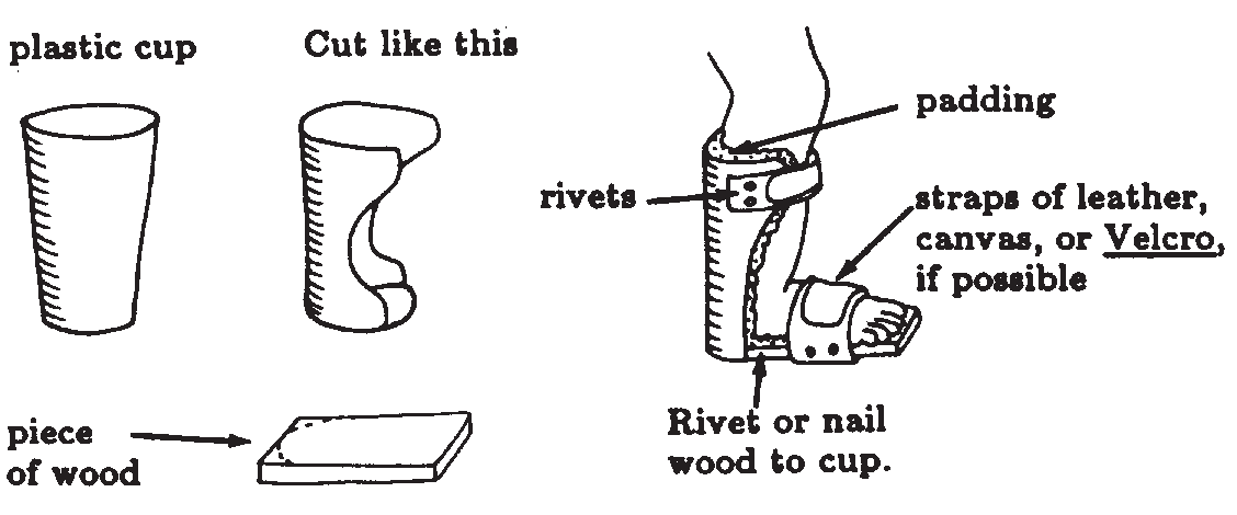 Plastic cup ankle races for night or temporary use on a small child.