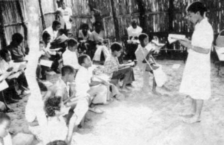 Education is one of the focuses of the campaign to control diarrhea. Here is a classroom in one of the drought stricken regions.