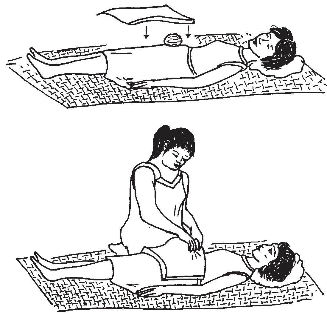 Using a coconut to simulate a contracted uterus (from the midwifery manual)