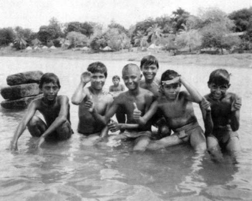 Street children on an outing to a lake outside Managua.