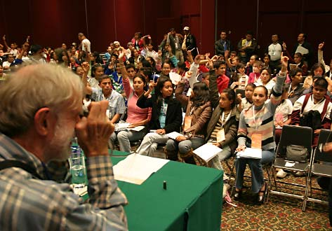 David Werner challenges pupils at the Congress to become agents of change in building a fairer, more inclusive world.