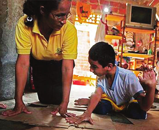 Ubaldina, a CBR promoter, helps Jeferson learn to move about more effectively.