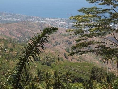 Dili, capital city of Timor-Leste, seen from drive up into central mountains.