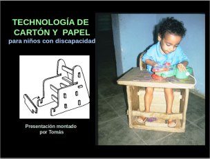 This is the first slide of a presentation on the cardboard special-seating project, put together by Tomás, a member of the group.