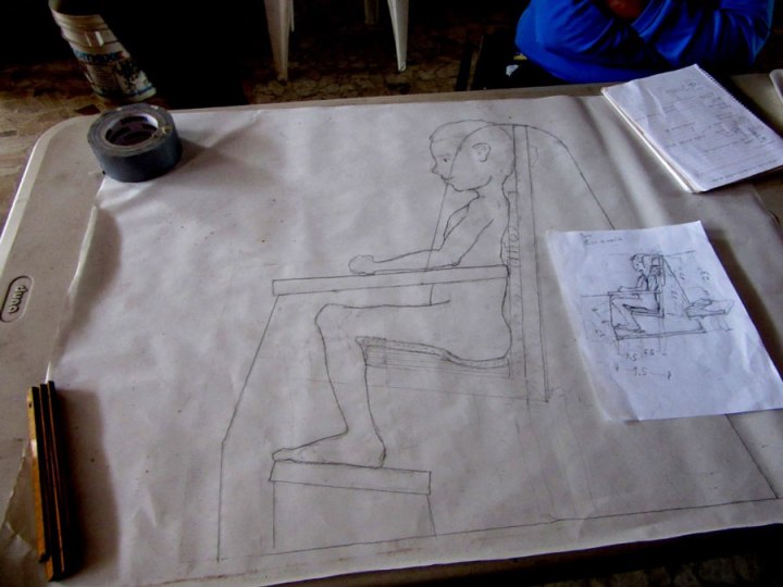 Drawing the design for Susi’s seat.