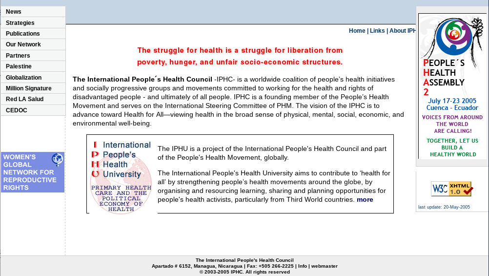 The IPHC website in August, 2005.